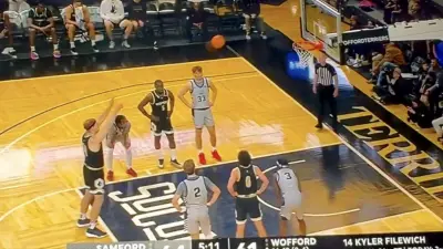 Wofford's Kyler Filewich shooting a free throw