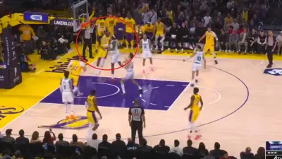LeBron James dunks a ball