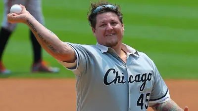 Bobby Jenks throws out the ceremonial first pitch