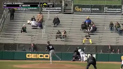 A George Mason hitter takes a swing