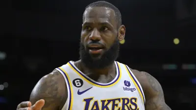 LeBron James looks on