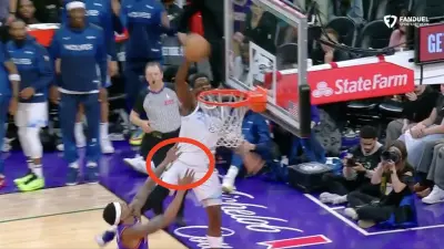 Bradley Beal fouling Anthony Edwards during Suns-Timberwolves game