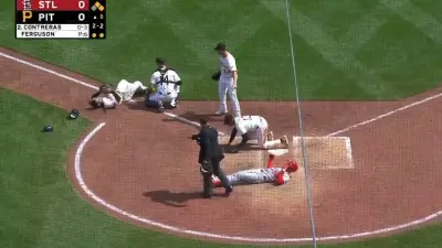 A pile-up in a Cardinals-Pirates game