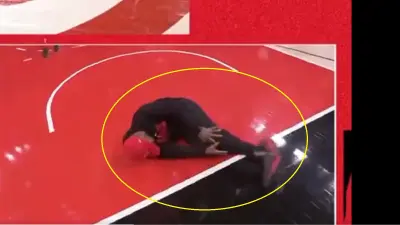 A Hawks fan on the floor