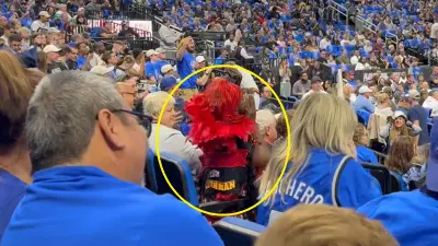 An Atlanta Hawks fan yelling