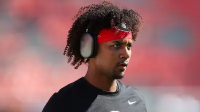 Jaden Rashada with headphones on