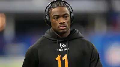 Jalen Milroe in headphones