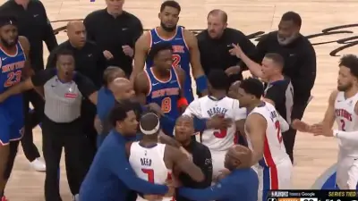 Knicks and Pistons players