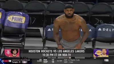 LeBron James without a shirt on