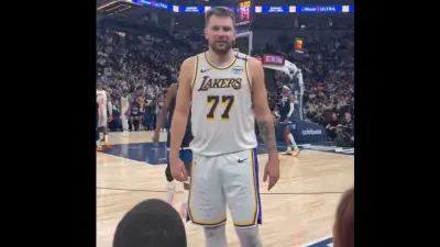Luka Doncic talking to a fan