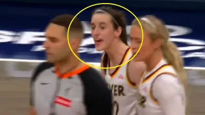 Caitlin Clark yelling at a referee