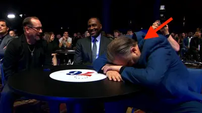 76ers executive Daryl Morey reacting to the 2025 NBA Draft Lottery