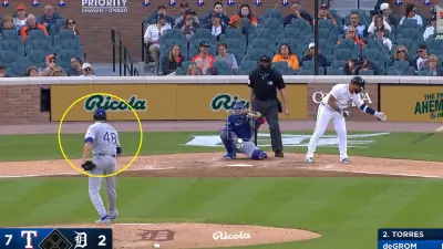 Jacob deGrom after throwing a pitch