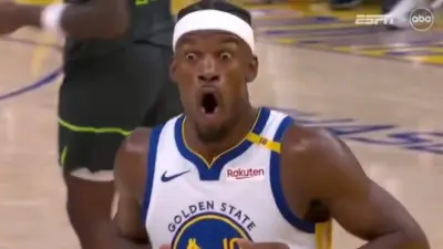 Jimmy Butler reacting in disbelief