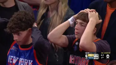 Knicks fans looking disappointed