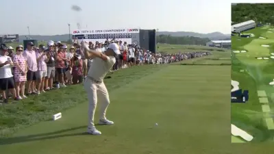 Rory McIlroy hits a drive at the US Open