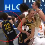 Caitlin Clark getting shoved to the ground