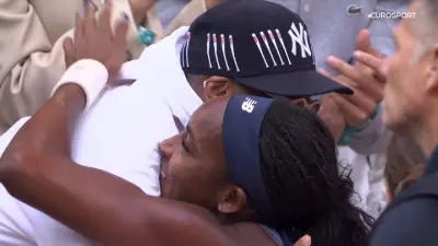 Coco Gauff celebrating with Spike Lee