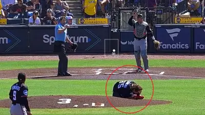 Ryan Weathers getting hit in the head