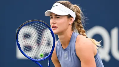 Anna Kalinskaya waits for a serve