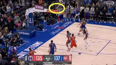 Wizards guard CJ McCollum hits the side of the backboard on a potential game-winner against the Pistons