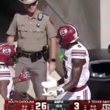 State trooper confronts South Carolina players during their game against Texas A&M